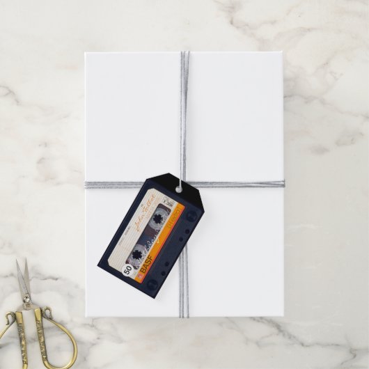 Retro Audiotape 50e verjaardag Dank je Label Cadeaulabel (Met Touw)