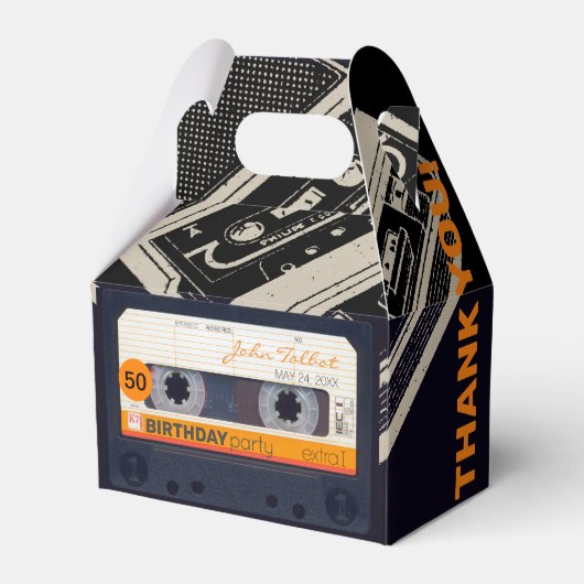 Retro Audiotape 50th Birthday Dank u GFB Bedankdoosjes (Voorkant Zijde)