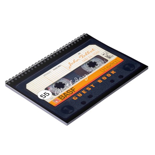Retro Audiotape 55th birthday Guest Book Notitieboek (Linkerzijde)