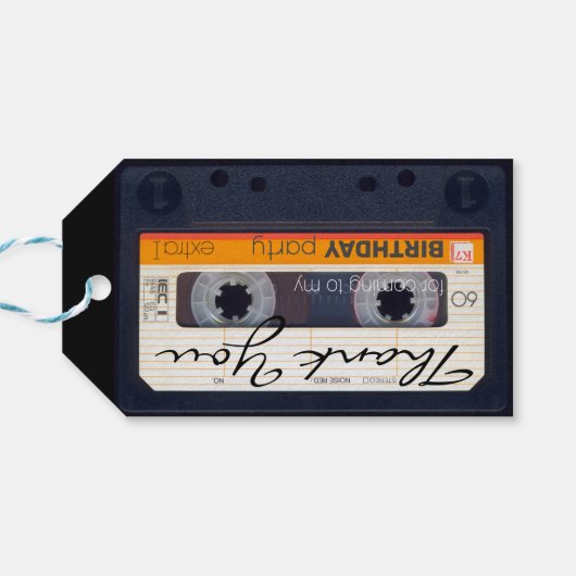 Retro Audiotape 60e verjaardag Dank je Label Cadeaulabel (Achterkant Horizontaal)
