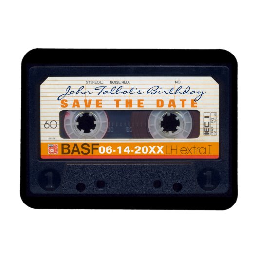 Retro Audiotape 60e verjaardag Save the date Magne Magneet (Horizontaal)