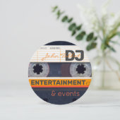 Retro Audiotape Cassette 80s DJ Business Round C Feestdagenkaart (Staand voorkant)