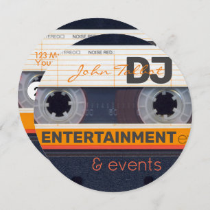 Retro Audiotape Cassette 80s DJ Business Round C Feestdagenkaart