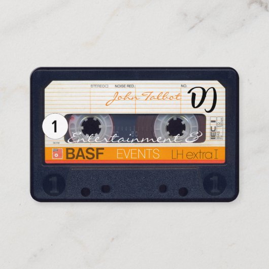 Retro Audiotape Cassette 80s DJ Visitekaartjes (Voorkant)