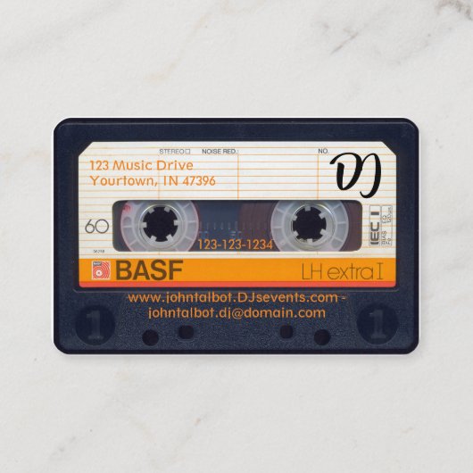 Retro Audiotape Cassette 80s DJ Visitekaartjes (Achterkant)