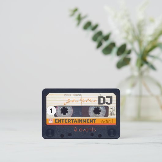 Retro Audiotape Cassette 80s DJ Visitekaartjes 2 (Staand voorkant)