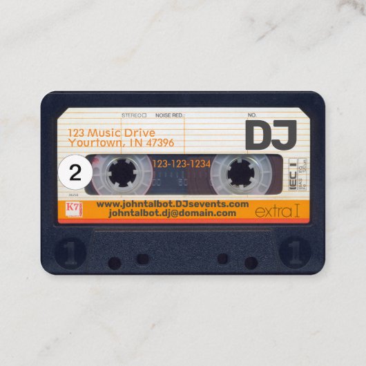 Retro Audiotape Cassette 80s DJ Visitekaartjes 2 (Achterkant)