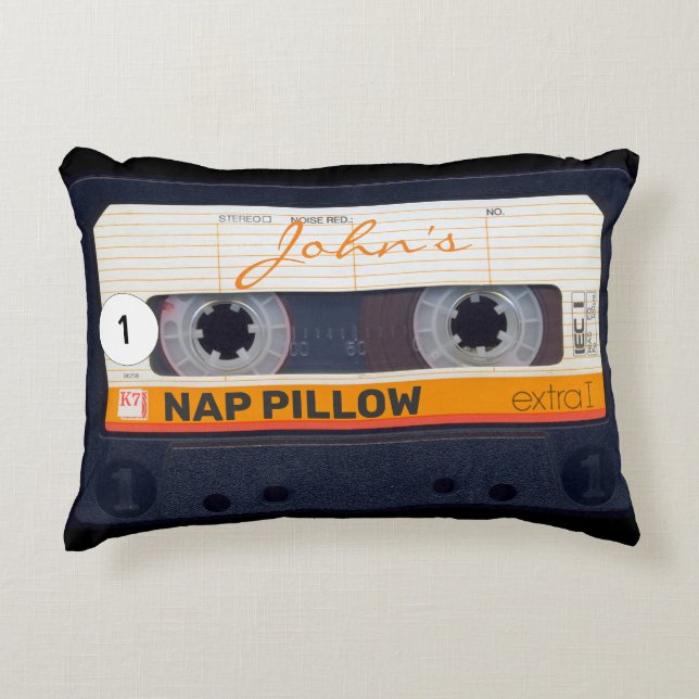 Retro Audiotape Cassette 80s gepersonaliseerde Ace Accent Kussen (Voorkant)