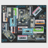 Retro Audiotape Cassette Mixtapenaam Birthday WP Cadeaupapier (Vlak)