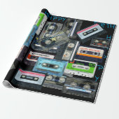 Retro Audiotape Cassette Mixtapenaam Birthday WP Cadeaupapier (Uitgerold)
