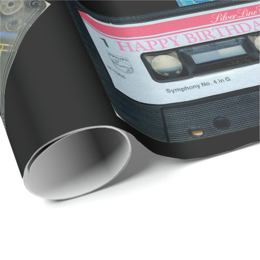 Retro Audiotape Cassette Mixtapenaam Birthday WP Cadeaupapier (Rol Hoek)