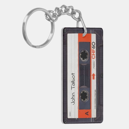 Retro Audiotape Mixtape Cassette OW gepersonalisee Sleutelhanger (Voorkant Links)