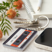 Retro Audiotape Mixtape Cassette OW gepersonalisee Sleutelhanger (Voorkant Rechts)