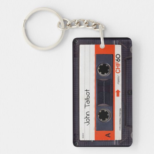 Retro Audiotape Mixtape Cassette OW gepersonalisee Sleutelhanger (Voorkant)