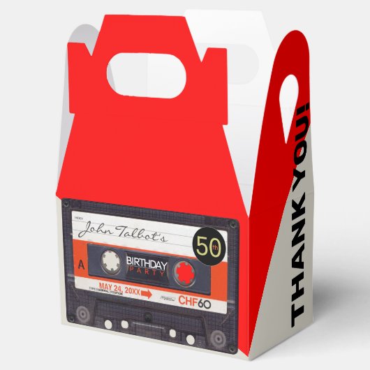 Retro Audiotape S 50e verjaardag Dank u GFB Bedankdoosjes (Geopend)