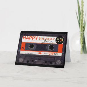 Retro Audiotape S 50e verjaardag recto-verso Naam  Kaart