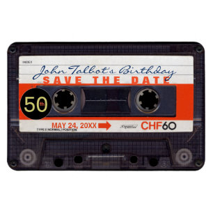 Retro Audiotape S 50e verjaardag Sparen de datum F Magneet