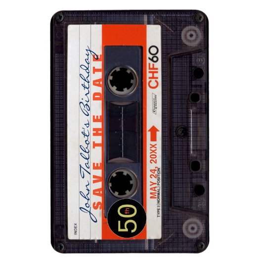 Retro Audiotape S 50e verjaardag Sparen de datum F Magneet (Verticaal)
