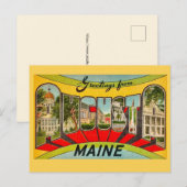 Retro Augusta ME Groet Ansichtkaart Briefkaart (Voorkant / Achterkant)