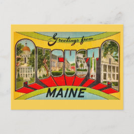 Retro Augusta ME Groeten Ansichtkaart Briefkaart