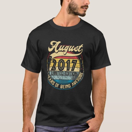 retro augustus 2017 4e verjaardag 4 jaar t-shirt (Voorkant)