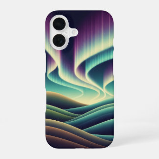 Retro Aurora Heuvels iPhone 16 Hoesje