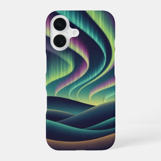 Retro Aurora Heuvels iPhone 16 Hoesje (Achterkant)