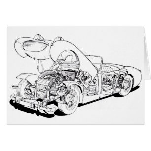 Retro Austin Healey Sprite Car Kaart Wandeleend