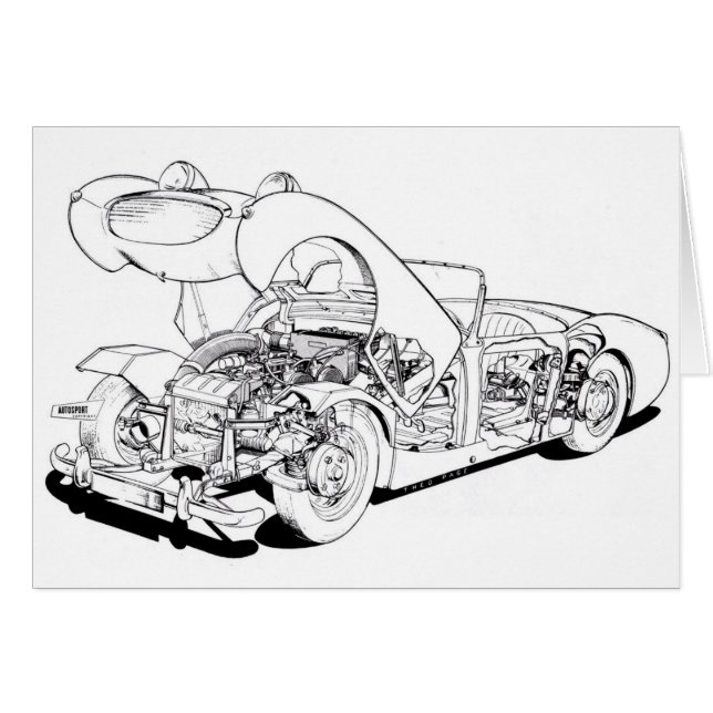 Retro Austin Healey Sprite Car Kaart Wandeleend (Voorkant Horizontaal)