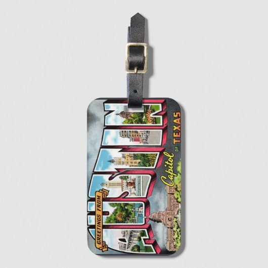 Retro Austin Texas Bagagelabel (Voorkant (verticaal))