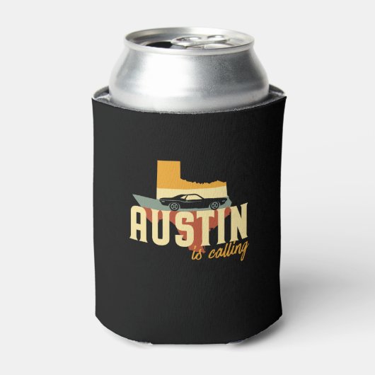 Retro Austin Texas TX USA City Map Blikjeskoeler (Blikje Voorkant)