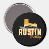Retro Austin Texas TX USA City Map Magneet (Voorkant / Achterkant)