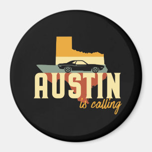 Retro Austin Texas TX USA City Map Magneet