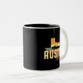 Retro Austin Texas TX USA City Map Tweekleurige Koffiemok (Voorkant rechts)