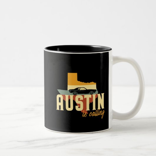  Retro Austin Texas TX USA City Map Tweekleurige Koffiemok (Rechts)