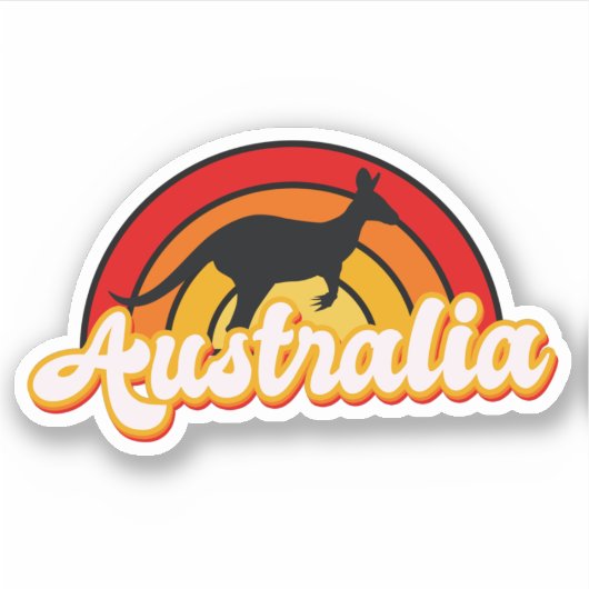 Retro Australia Kangaroo Silhouette Sunset Sticker (Voorkant)