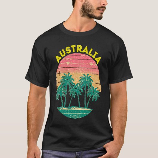 Retro Australia Vacation Souvenir Palm Tree T-shirt (Voorkant)