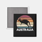 Retro Australian Animal springing Kangaroo Magneet (Voorkant / Achterkant)