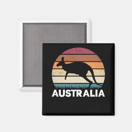 Retro Australian Animal springing Kangaroo Magneet (Voorkant / Achterkant)