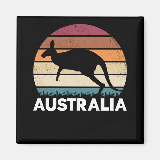 Retro Australian Animal springing Kangaroo Magneet (Voorkant)