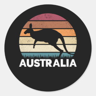 Retro Australian Animal springing Kangaroo Ronde Sticker
