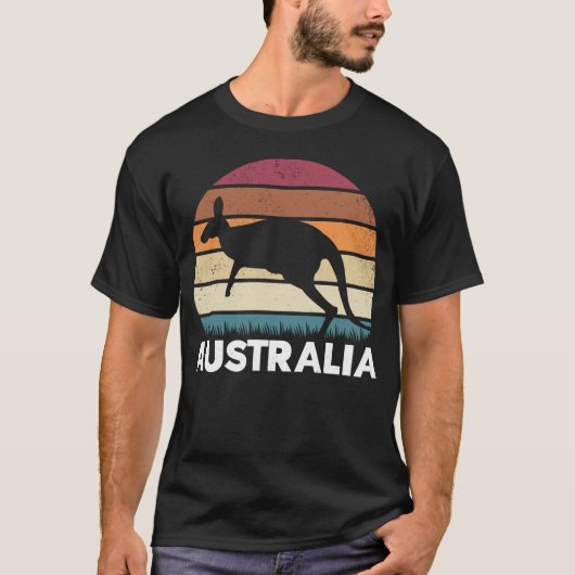 Retro Australian Animal springing Kangaroo T-shirt (Voorkant)