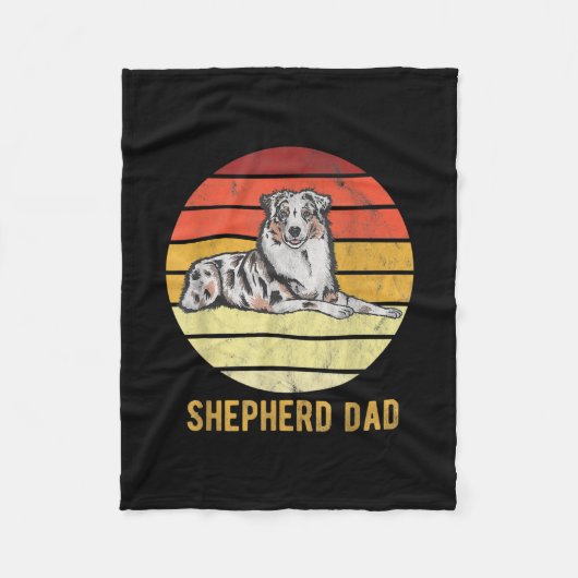 Retro Australian Dog Shepherd Dad Dog Father Fleece Deken (Voorkant)