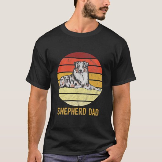 Retro Australian Dog Shepherd Dad Dog Father T-shirt (Voorkant)