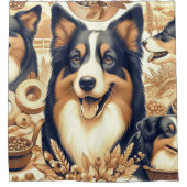 Retro Australische Herder Illustratie Douchegordijn (Voorkant)
