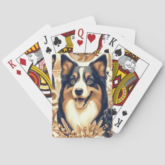 Retro Australische Herder Illustratie Pokerkaarten (Achterkant)