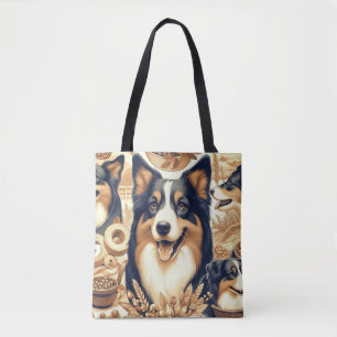 Retro Australische Herder Illustratie Tote Bag