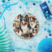 Retro Australische Herder Naadloze Schilderij Papieren Bordje (Feest)