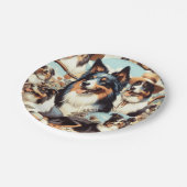 Retro Australische Herder Naadloze Schilderij Papieren Bordje (Gekanteld)