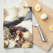 Retro Australische Herder Naadloze Schilderij Theedoek (Quarter Fold)